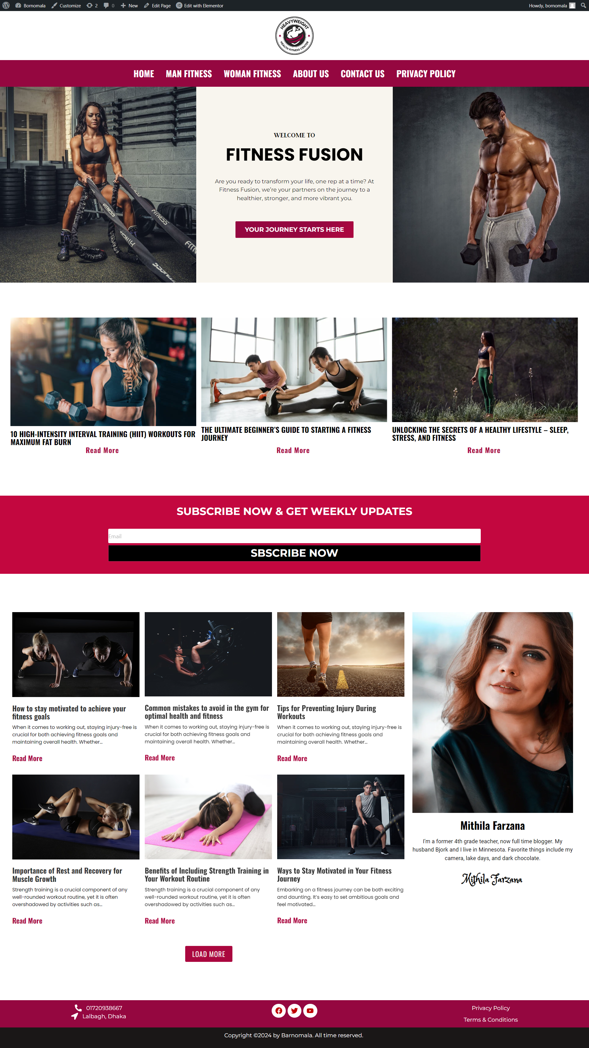 Bornomala Gym website